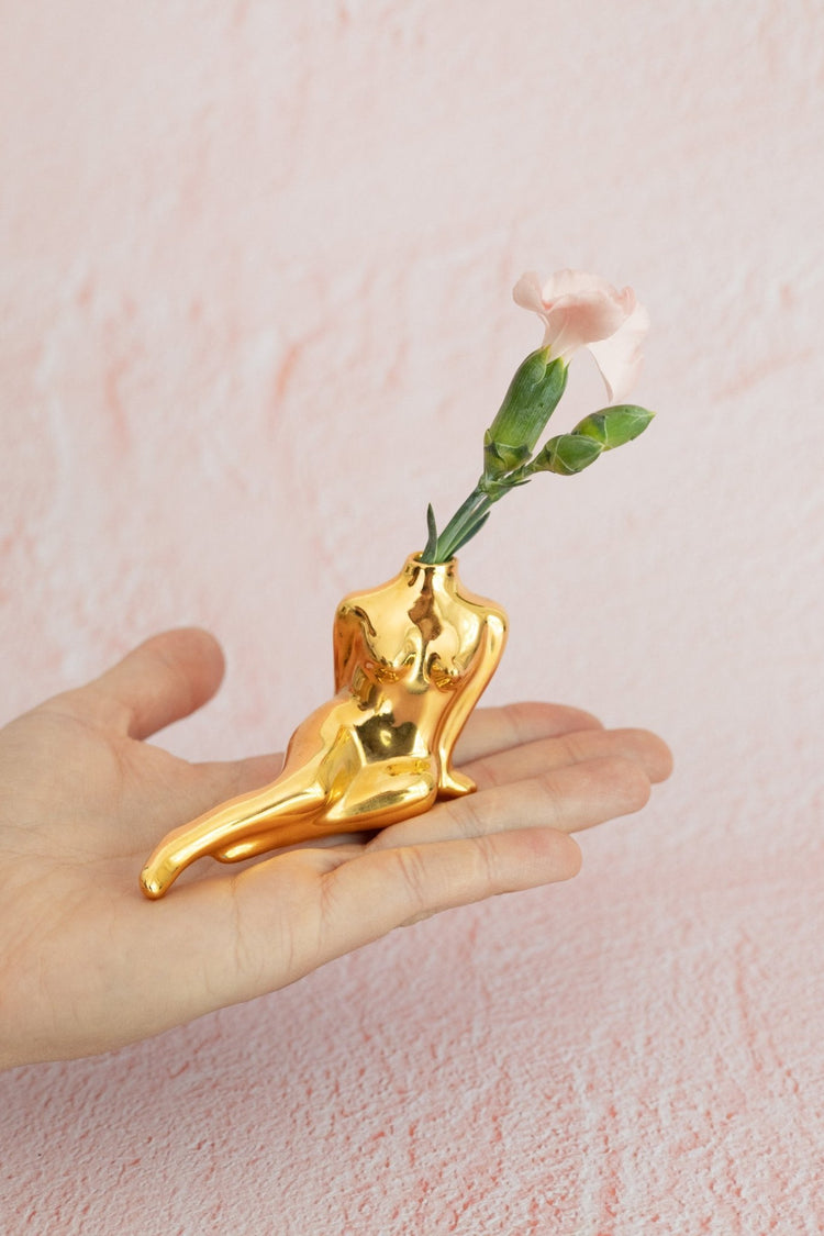 Soliflore tout doré - Goye artiste céramiste