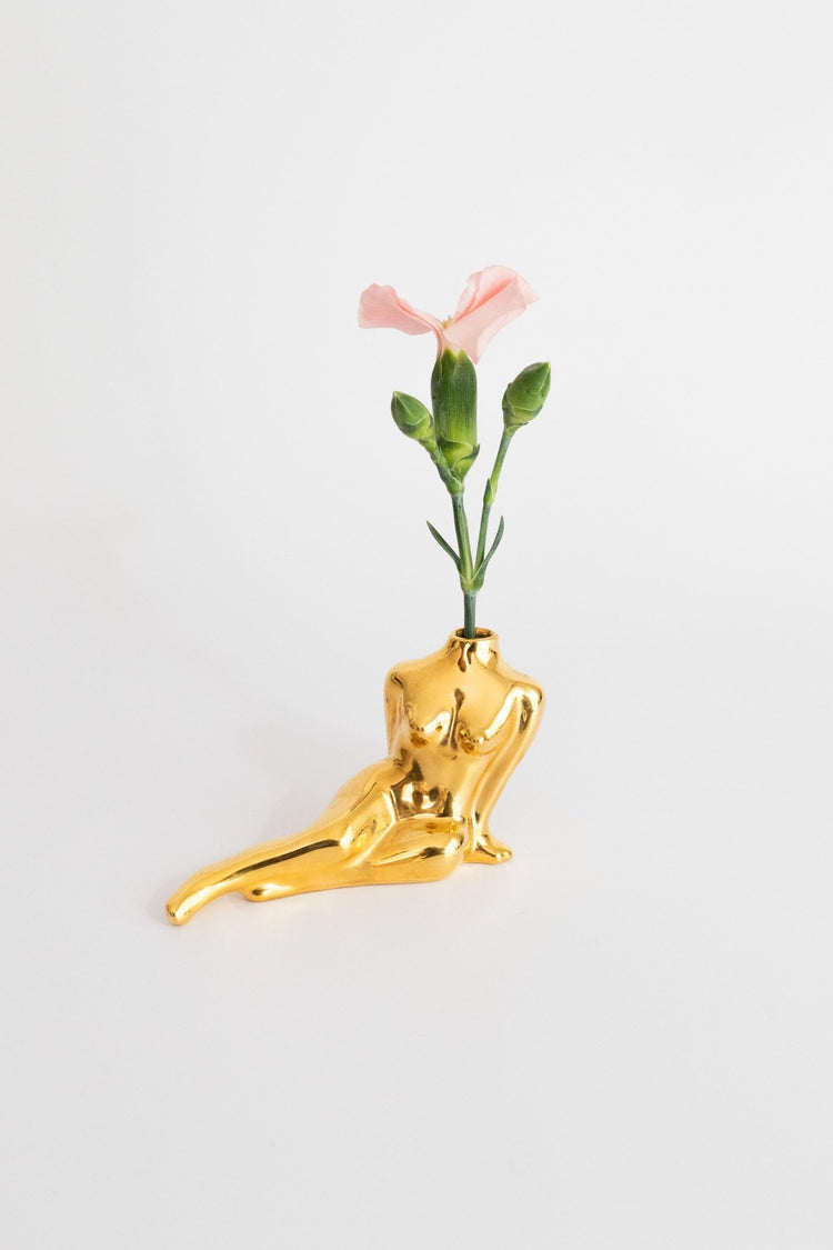 Soliflore tout doré - Goye artiste céramiste