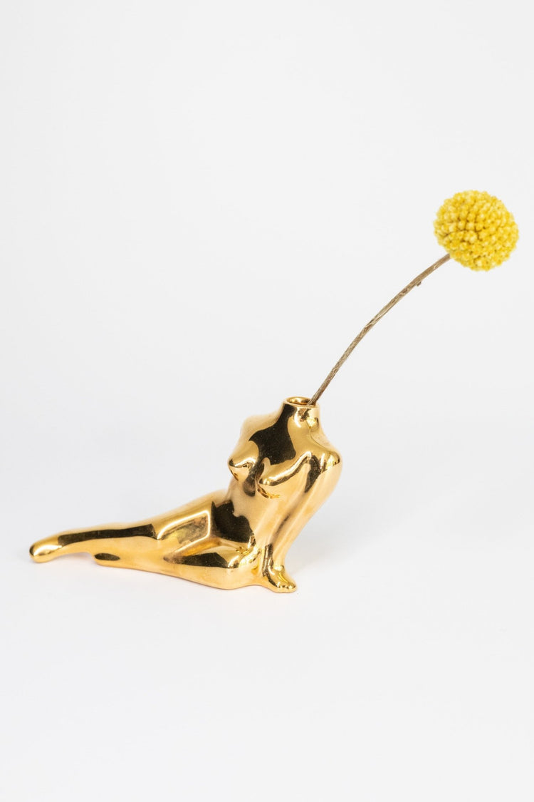 Soliflore tout doré - Goye artiste céramiste