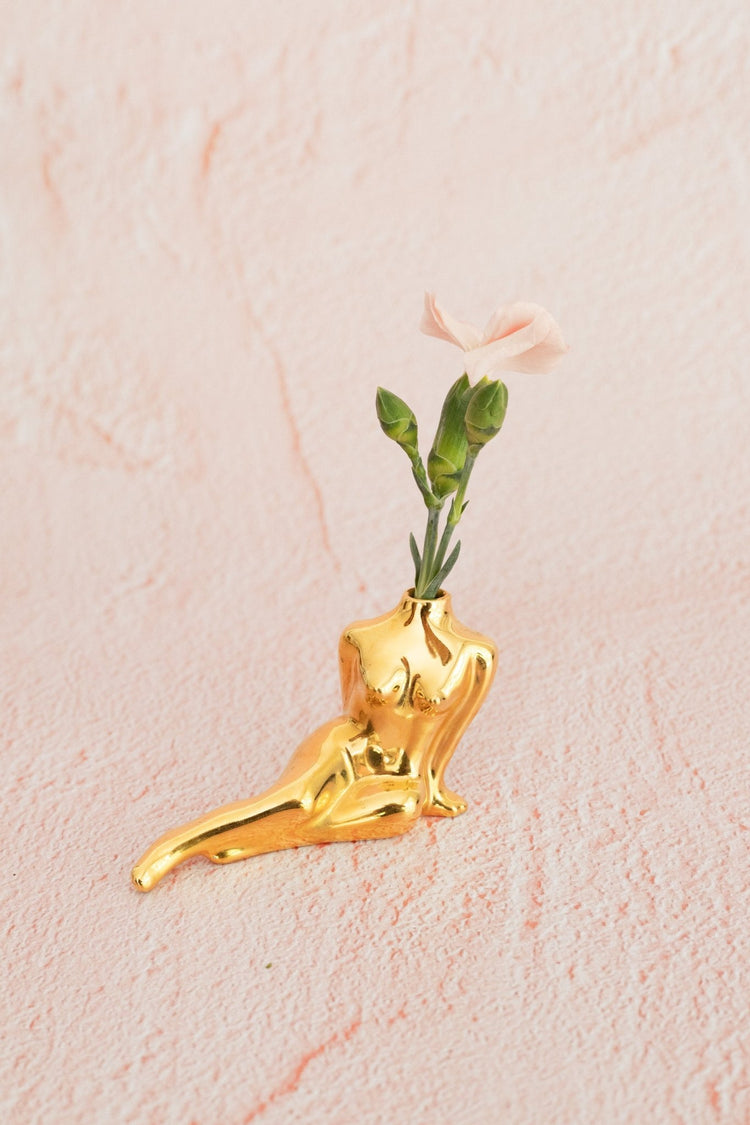 Soliflore tout doré - Goye artiste céramiste