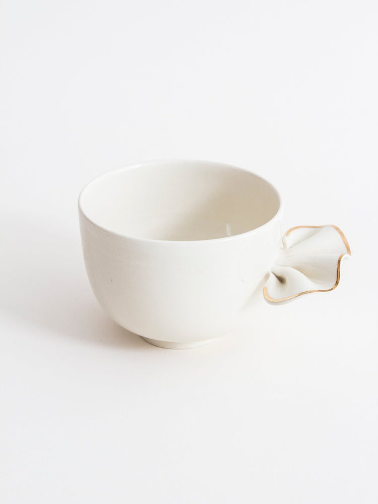 Bol à thé avec froufrou doré - Goye artiste céramiste