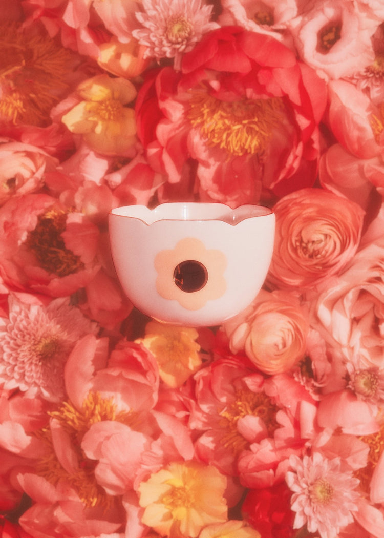 Petit bol tulipe avec marguerite tangerine - Goye artiste céramiste