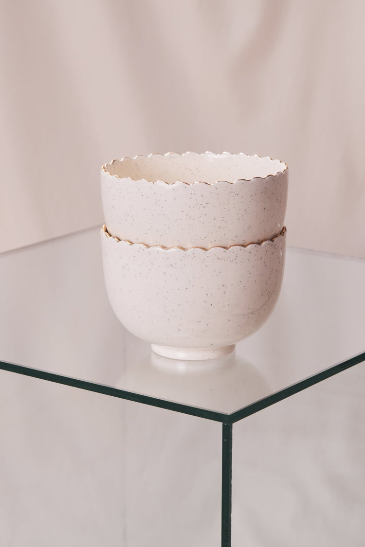 Grand bol avec bordure or festonnée - Goye artiste céramiste