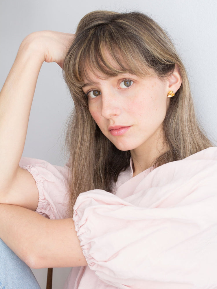 Boucles d’oreilles petites fleurs dorées - Goye artiste céramiste