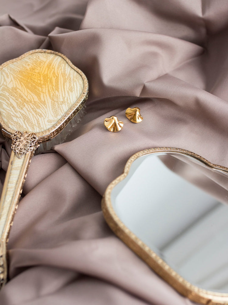 Boucles d’oreilles froufrous dorés - Goye artiste céramiste