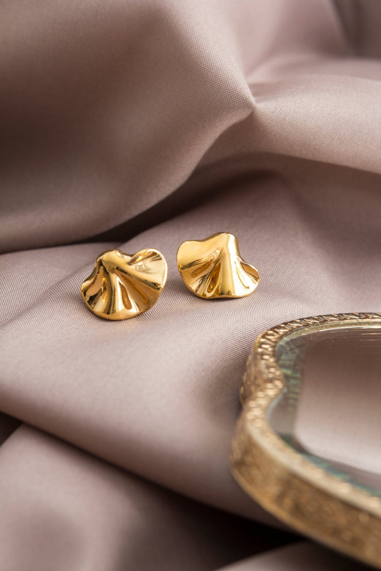 Boucles d’oreilles froufrous dorés - Goye artiste céramiste