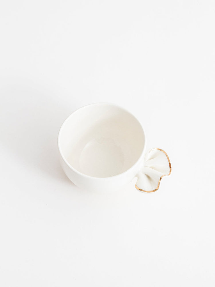 Bol à thé avec froufrou doré - Goye artiste céramiste