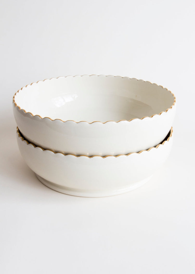 Duo de bol repas avec bordure festonnée or - Goye artiste céramiste