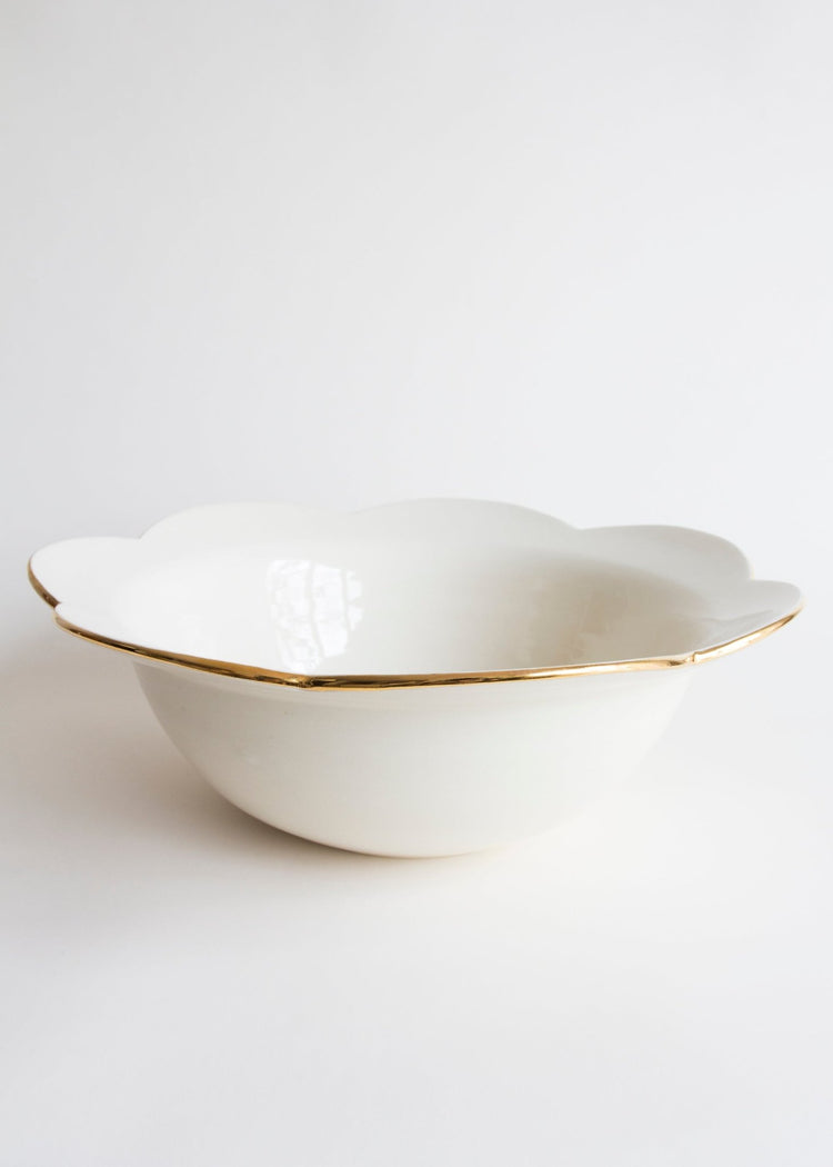 Saladier avec marguerite tangerine - Goye artiste céramiste