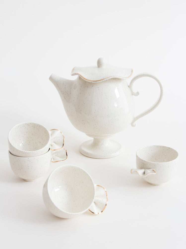 Théière avec bordure dorée - Goye artiste céramiste