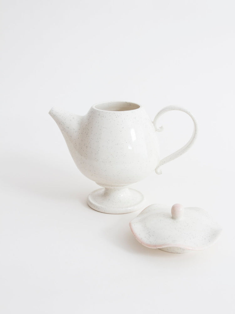 Théière avec bordure rose - Goye artiste céramiste