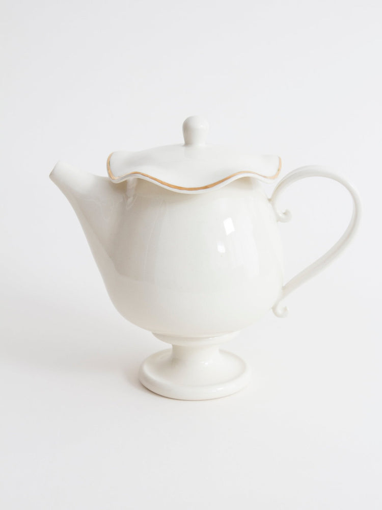 Théière avec bordure dorée - Goye artiste céramiste