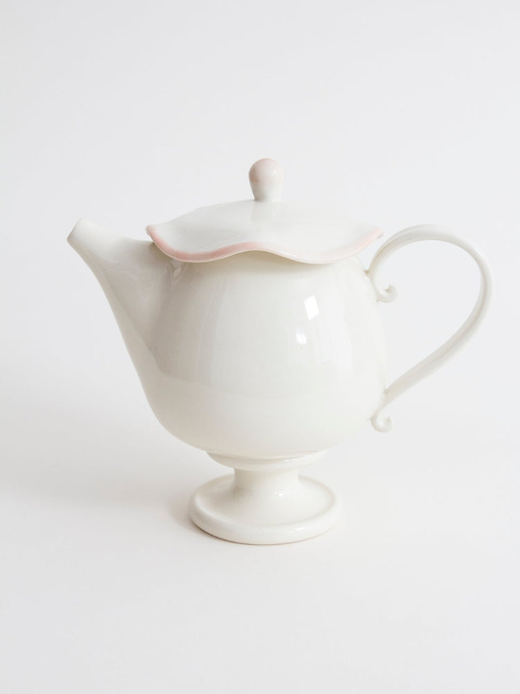 Théière avec bordure rose - Goye artiste céramiste