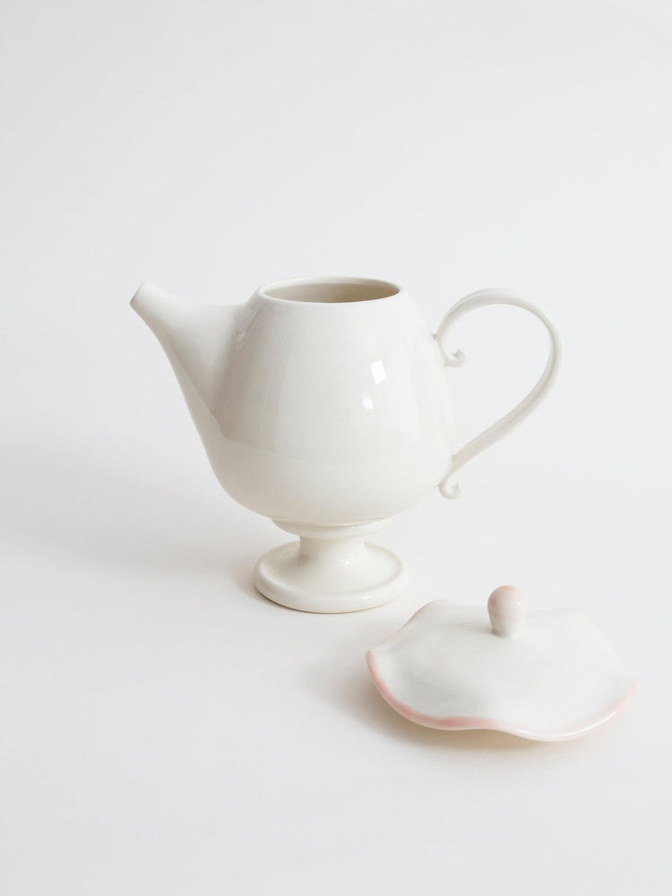 Théière avec bordure rose - Goye artiste céramiste