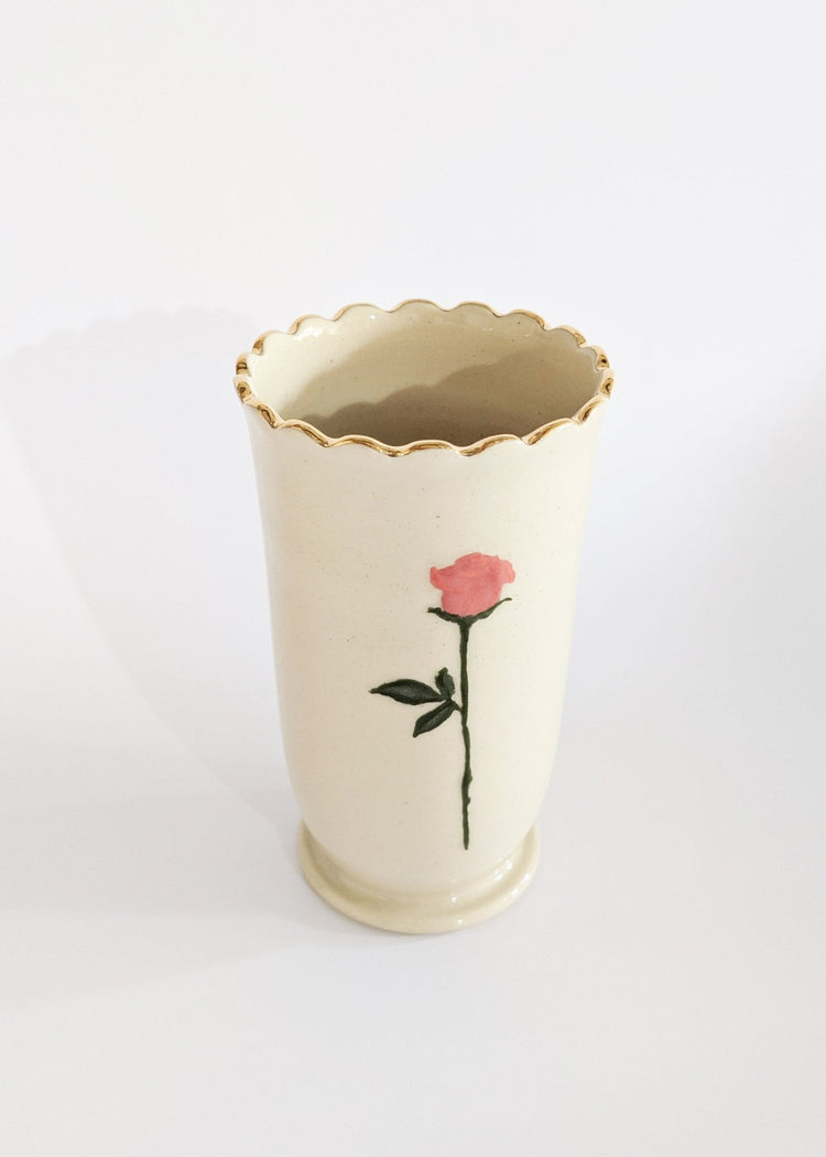 Vase avec rose édition limitée - Goye artiste céramiste