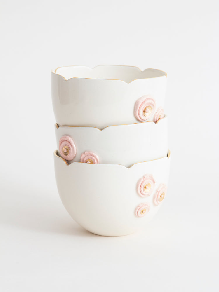 Small tulip bowl with pink flowers