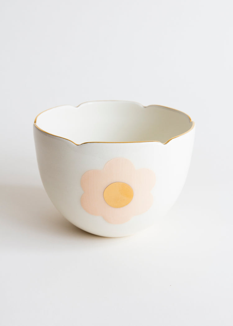 Large tulip bowl with tangerine floral decoration